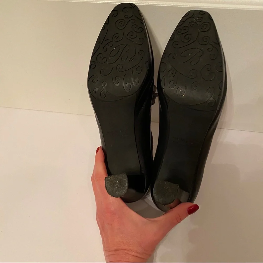 BRIGHTON SHOES HEELS ANKLE BOOTIES BLACK STACEY LEATHER GRAY SUEDE 8.5 M